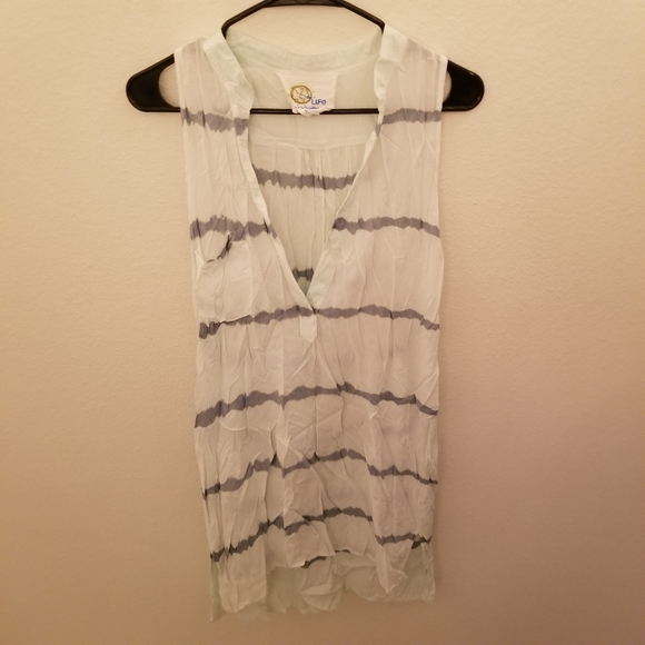 Blue Life high low striped tank top flowy - Picture 3 of 6